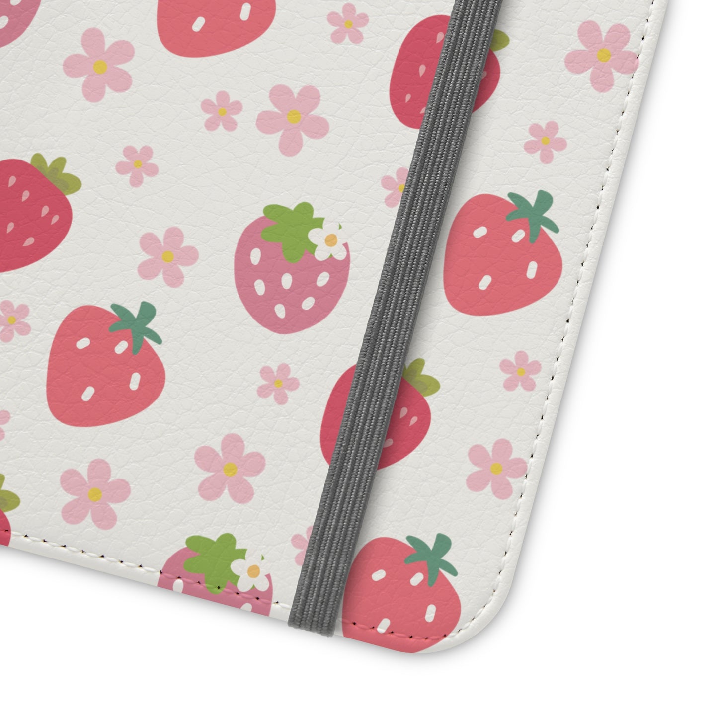 Strawberries and Daisies Flip Phone Case Cover with Pockets - Phone Case - Kristine Celestine