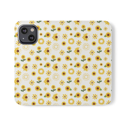 Sunflower Burst Flip Phone Case Cover with Pockets - Phone Case - Kristine Celestine