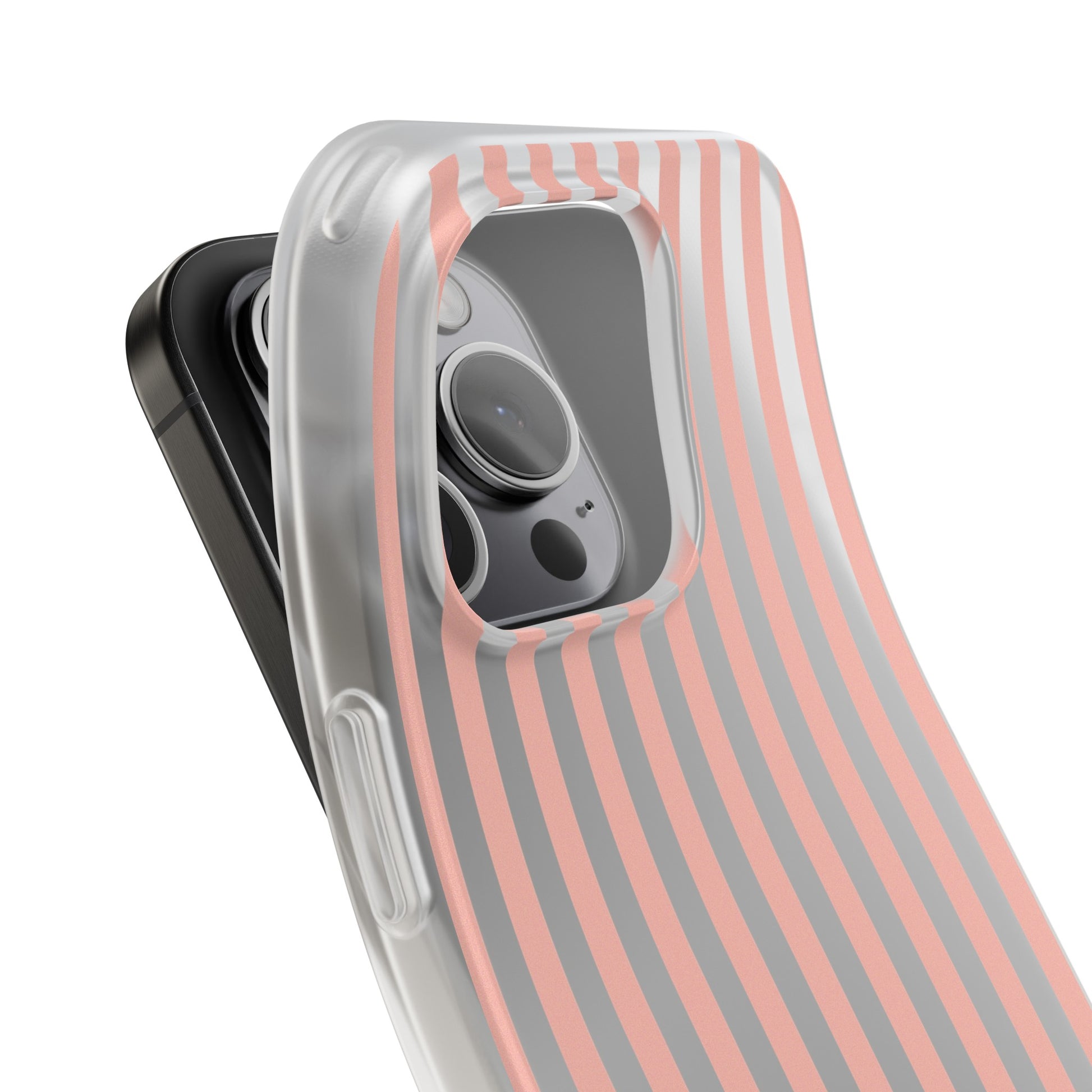 Coral Pink Stripes Flexible Phone Case iPhone Case Samsung Galaxy - Phone Case - Kristine Celestine