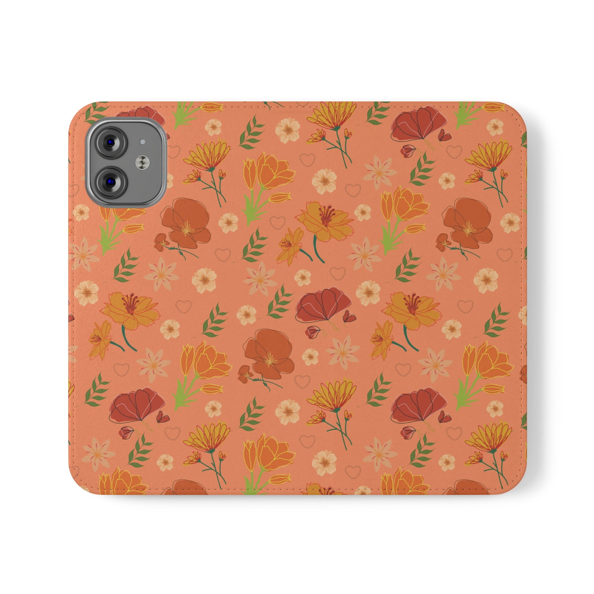 Coral Peach Meadow Flip Phone Case Cover with Pockets - Phone Case - Kristine Celestine