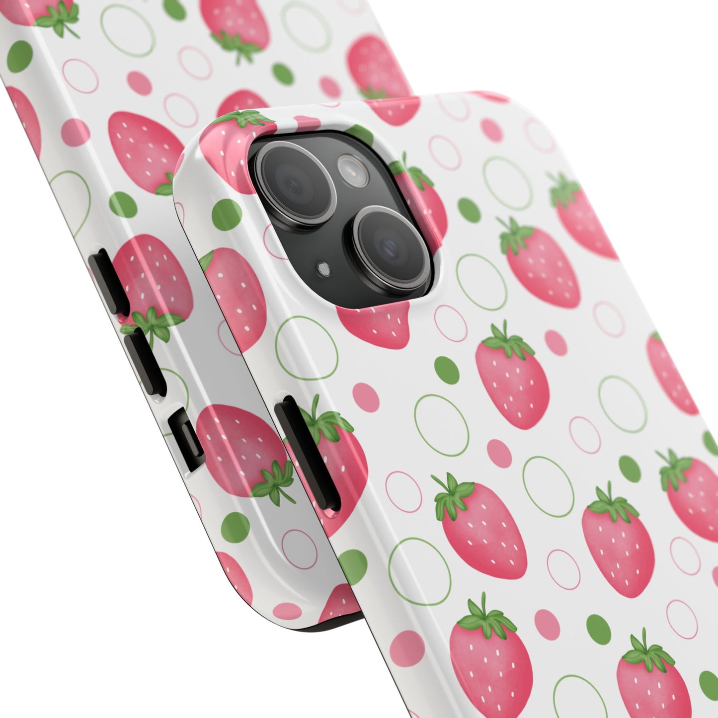 Pink Strawberry Bubbles Tough Phone Case for iPhone and Samsung Galaxy