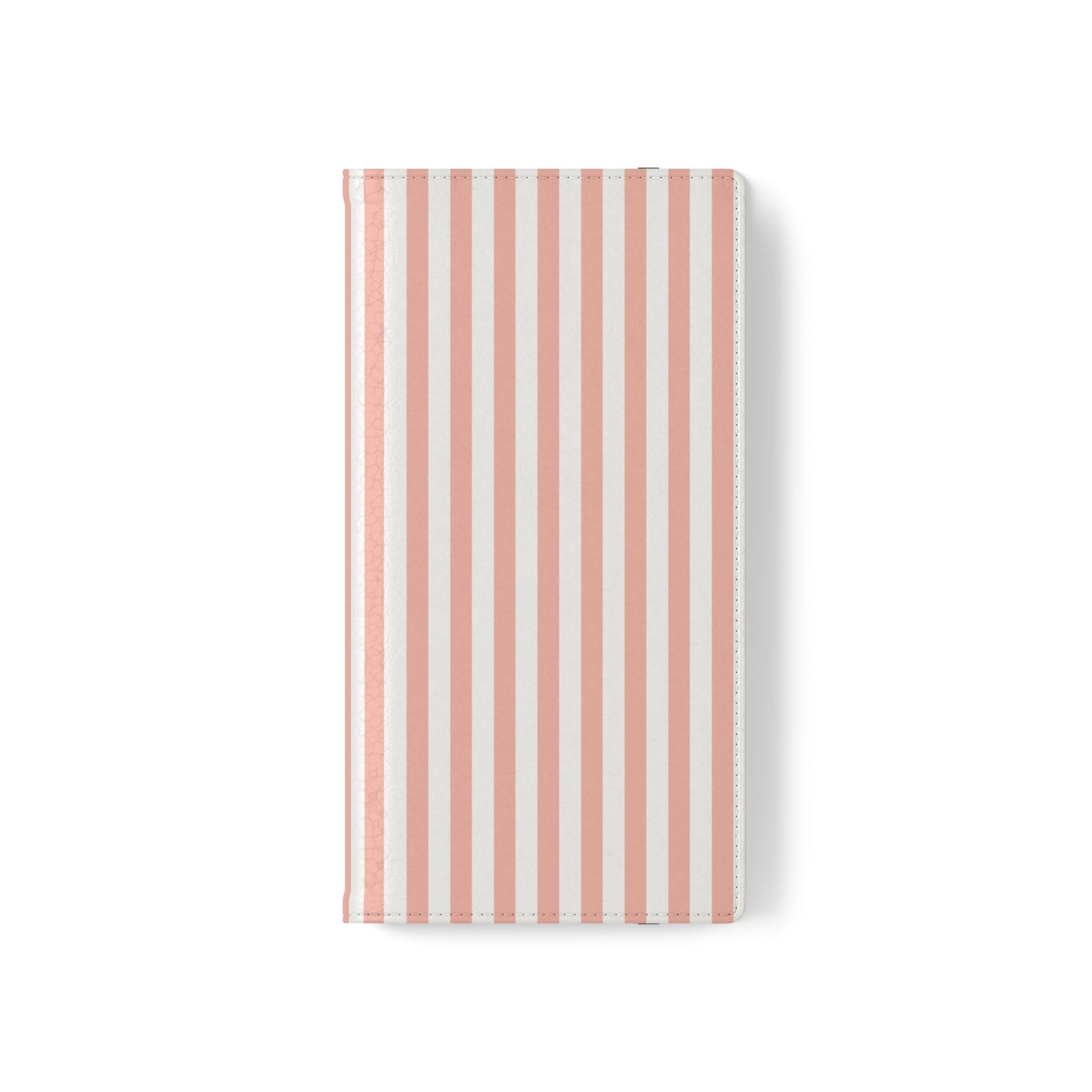 Coral Pink Stripes Flip Phone Case Cover with Pockets