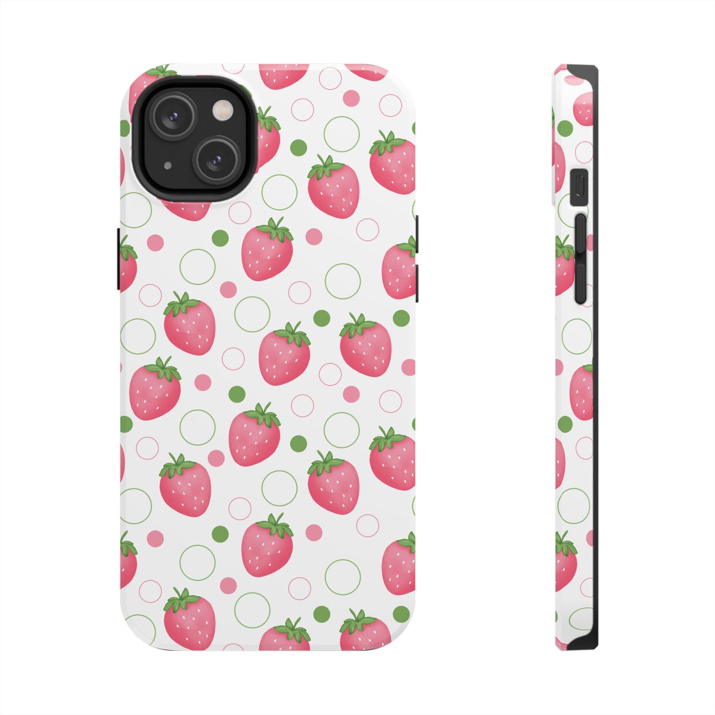 Pink Strawberry Bubbles Tough Phone Case for iPhone and Samsung Galaxy