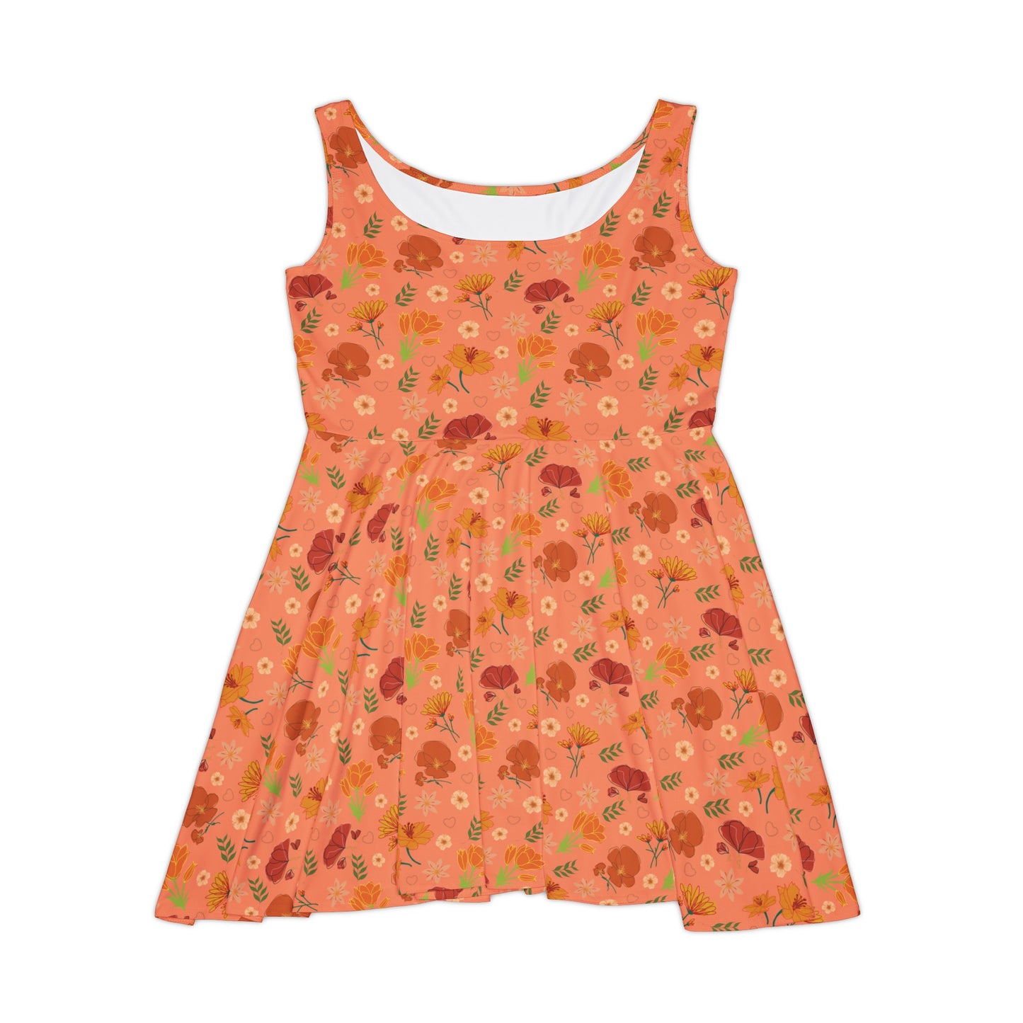 Coral Peach Meadow Women's Skater Dress - Dress - Kristine Celestine