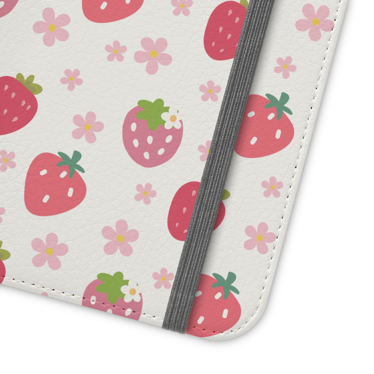 Strawberries and Daisies Flip Phone Case Cover with Pockets - Phone Case - Kristine Celestine