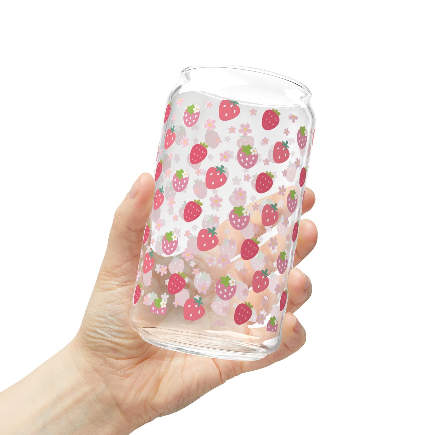 Strawberries and Daisies Sipper Glass 16 oz