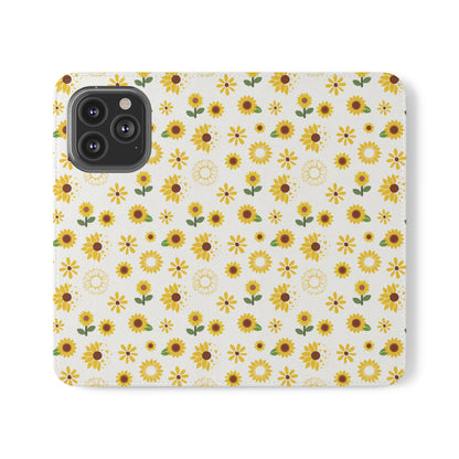 Sunflower Burst Flip Phone Case Cover with Pockets - Phone Case - Kristine Celestine