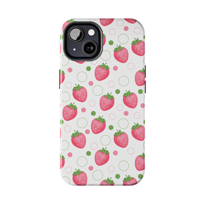 Pink Strawberry Bubbles Tough Phone Case for iPhone and Samsung Galaxy