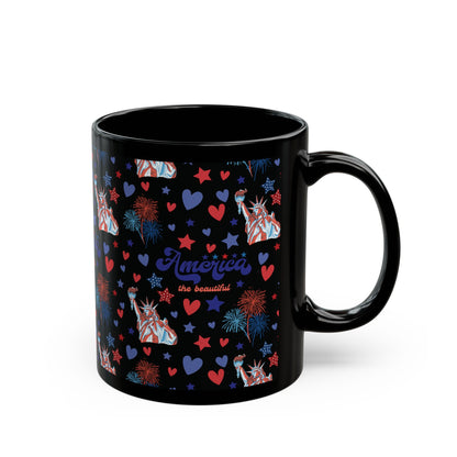 America the Beautiful Black Mug Cool Summer Coffee Mug Tea Cup Spring Ceramic Mug