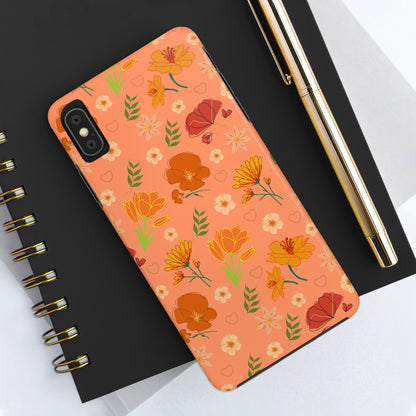 Coque de téléphone résistante Coral Peach Meadow pour iPhone et Samsung Galaxy