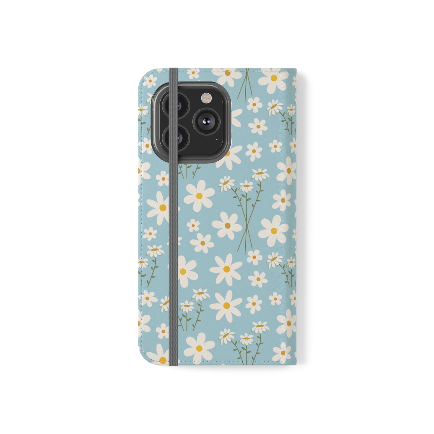 Sky Blue Daisy Flip Phone Case Cover with Pockets - Phone Case - Kristine Celestine