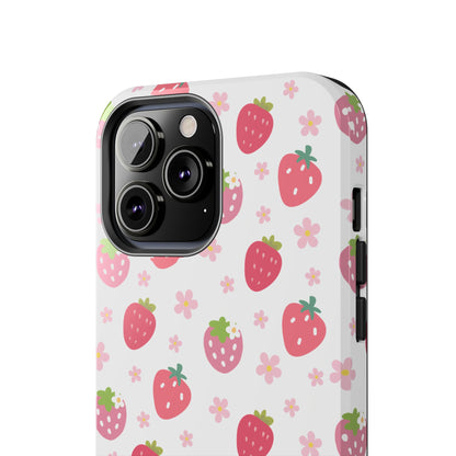 Strawberries and Daisies Tough Phone Case for iPhone and Samsung Galaxy