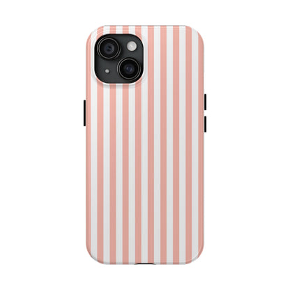 Coral Pink Stripes Tough Phone Case for iPhone and Samsung Galaxy