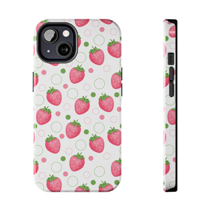 Pink Strawberry Bubbles Tough Phone Case for iPhone and Samsung Galaxy