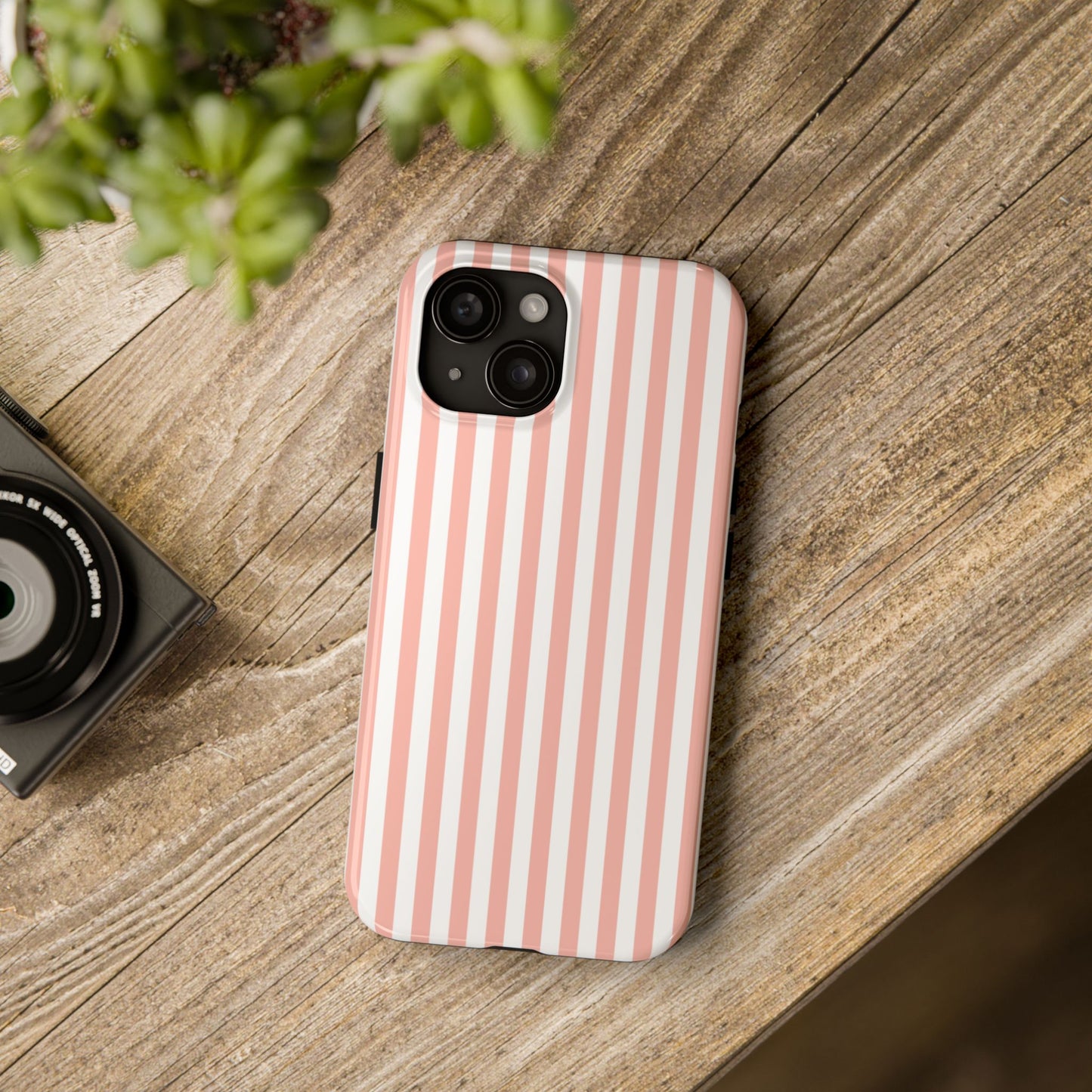 Coral Pink Stripes Tough Phone Case for iPhone and Samsung Galaxy