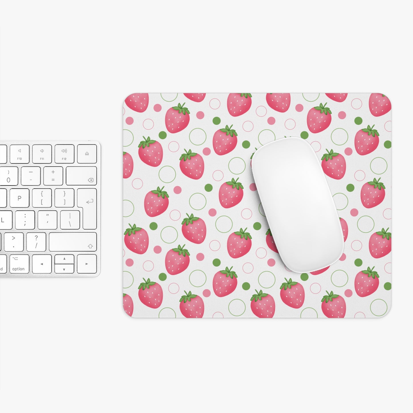 Pink Strawberry Bubbles Mousepad Summer Strawberries Desk Mat