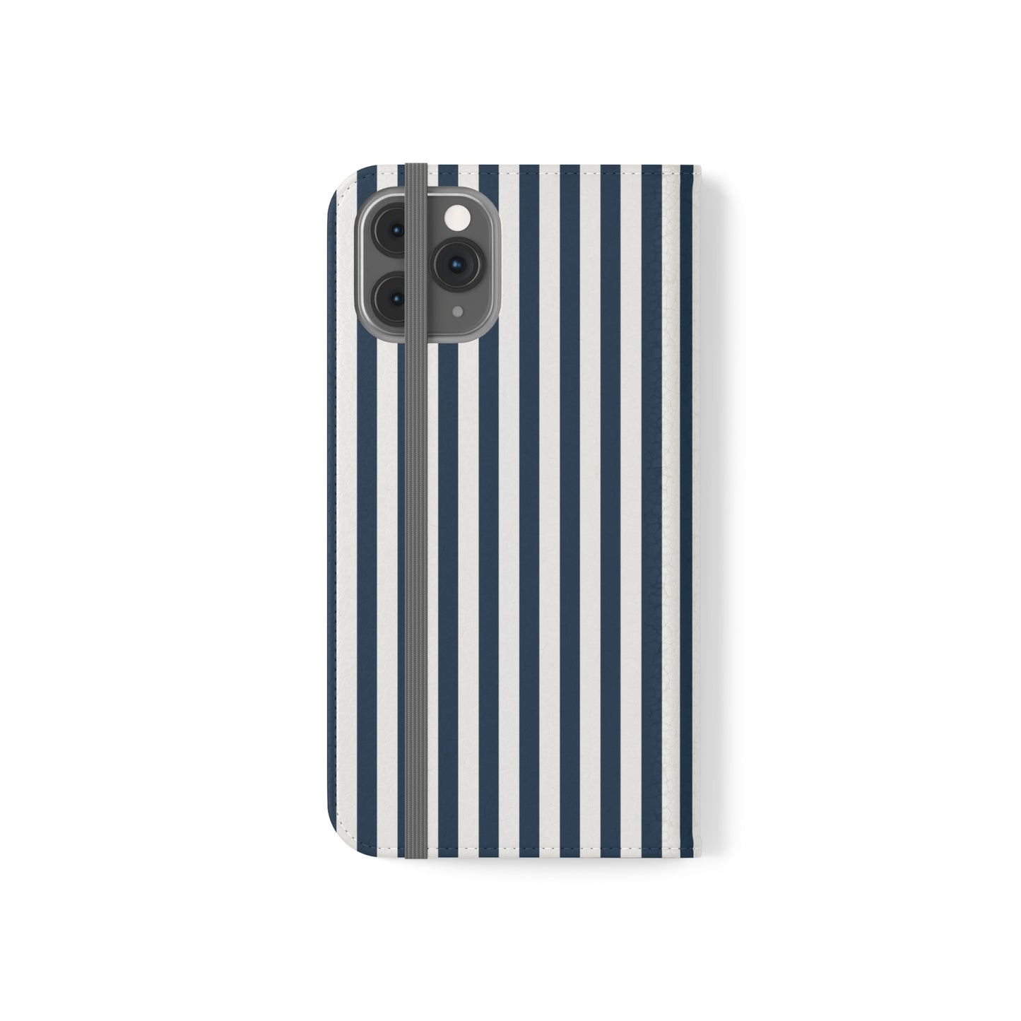 Navy Blue Stripes Flip Phone Case Cover with Pockets - Phone Case - Kristine Celestine