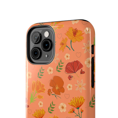 Coque de téléphone résistante Coral Peach Meadow pour iPhone et Samsung Galaxy