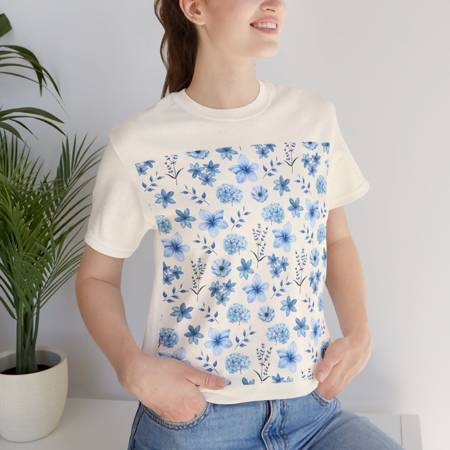 Snowy Blue Flowers Unisex Shirt - T - Shirt - Printify - Kristine Celestine