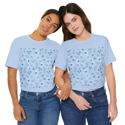 Snowy Blue Flowers Unisex Shirt - T - Shirt - Printify - Kristine Celestine