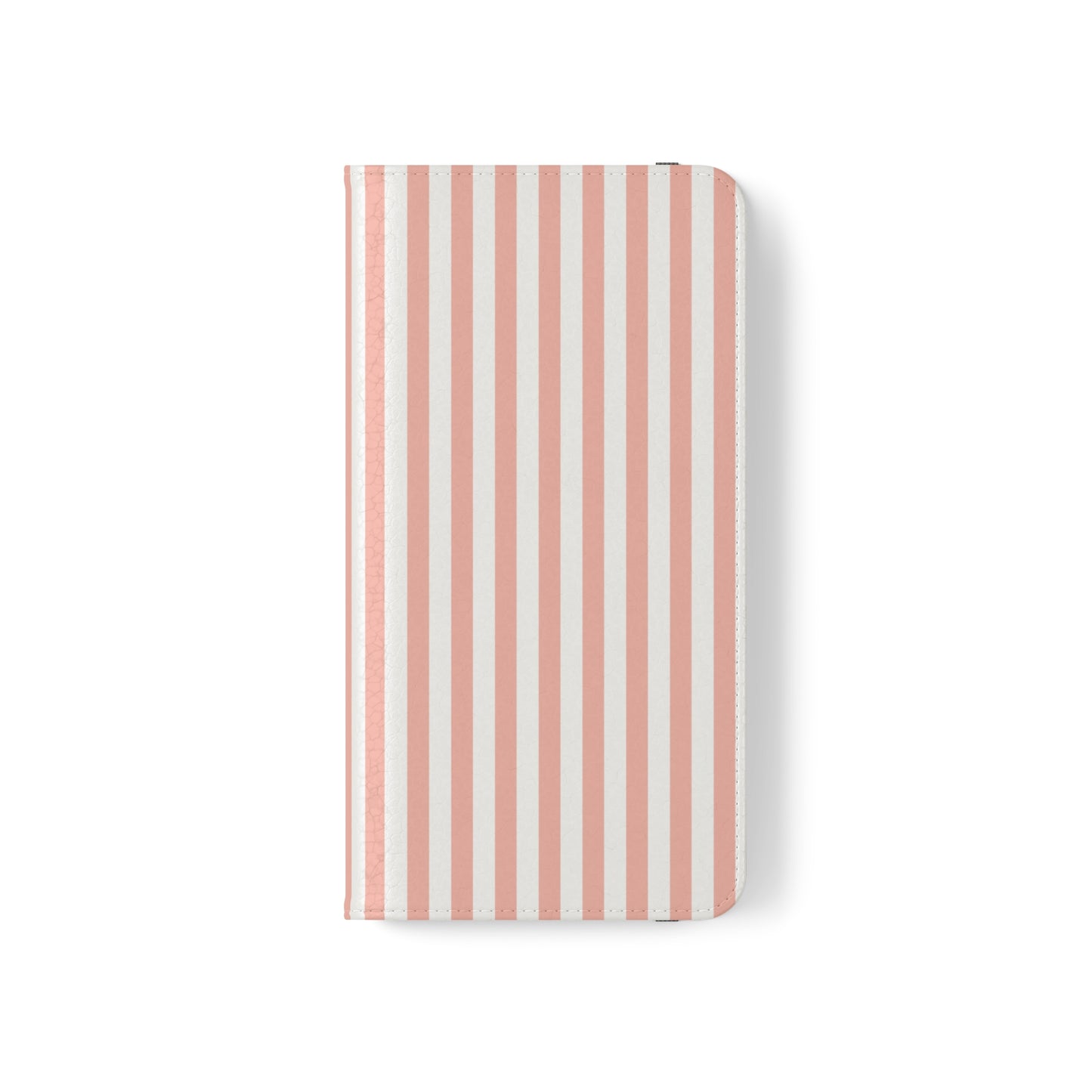 Coral Pink Stripes Flip Phone Case Cover with Pockets