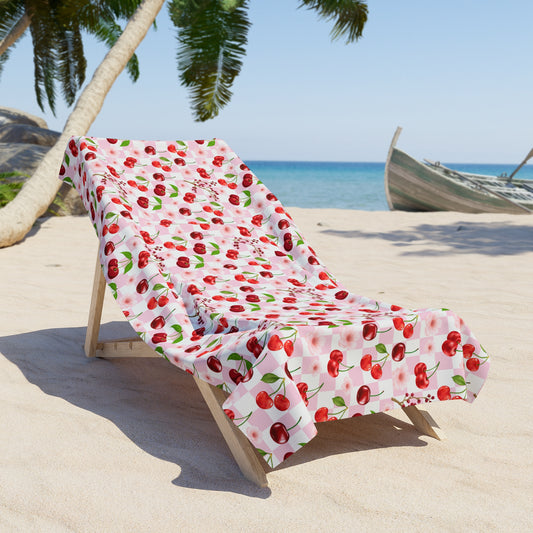 Cherry Checkerboard Beach Towel