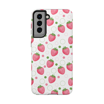 Pink Strawberry Bubbles Tough Phone Case for iPhone and Samsung Galaxy