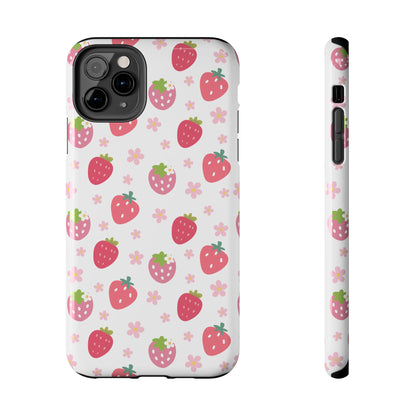 Strawberries and Daisies Tough Phone Case for iPhone and Samsung Galaxy