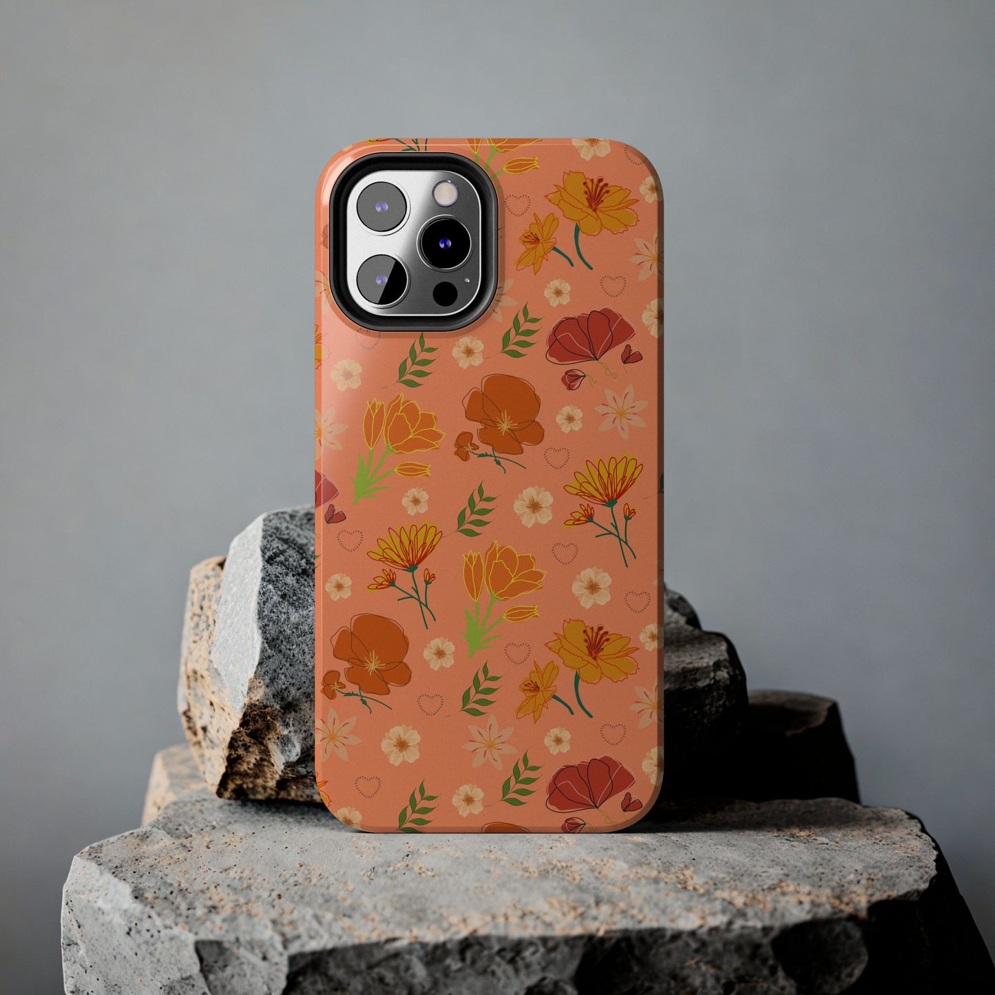 Coque de téléphone résistante Coral Peach Meadow pour iPhone et Samsung Galaxy