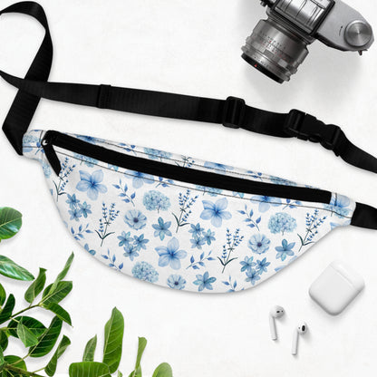 Snowy Blue Flowers Fanny Pack Belt Bag Fun Fanny Bag Waist Pack Bum Bag