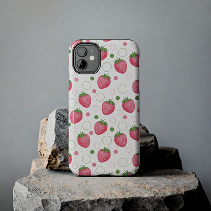 Pink Strawberry Bubbles Tough Phone Case for iPhone and Samsung Galaxy