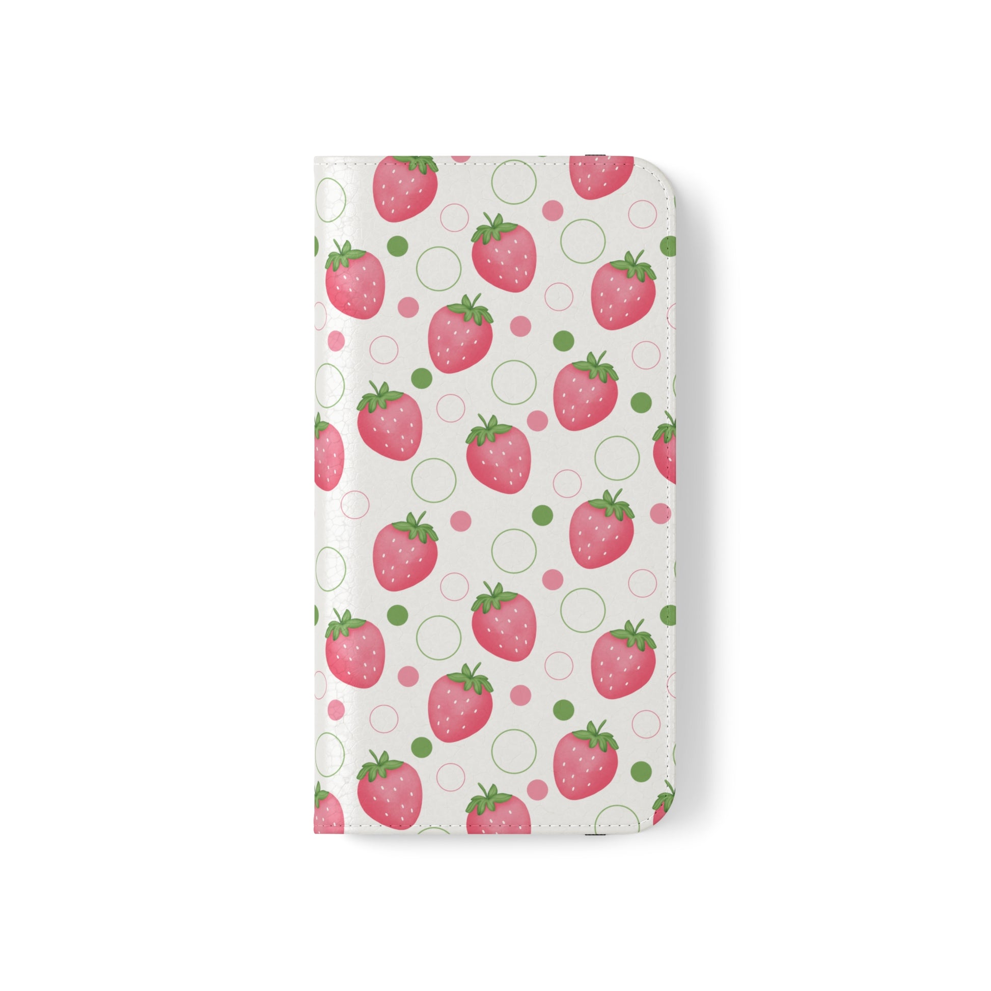 Pink Strawberry Bubbles Flip Phone Case Cover with Pockets - Phone Case - Kristine Celestine