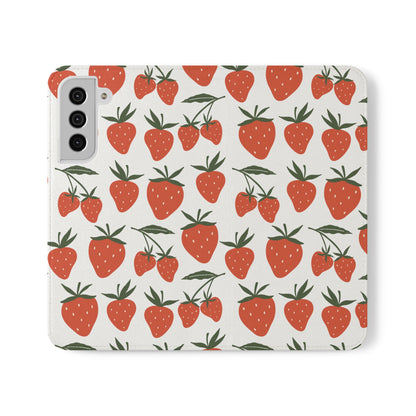 Tropical Strawberry Flip Phone Case Cover with Pockets - Phone Case - Kristine Celestine