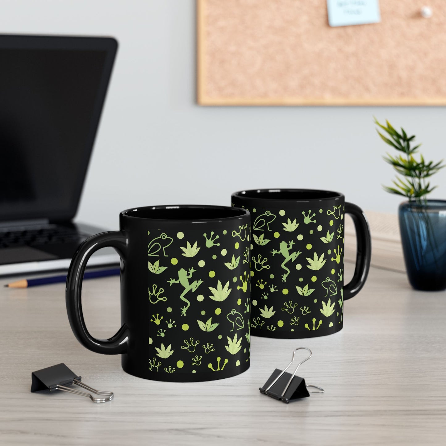 Froggy Black Mug Cool Summer Coffee Mug Tea Cup Spring Ceramic Mug