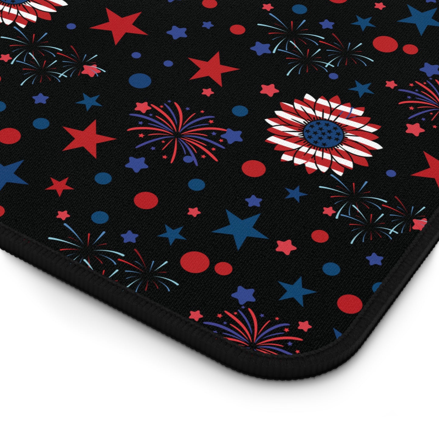 Starry Night America Desk Mat 4th of July Daisy Computer Mat Red White and Blue USA Office Mat