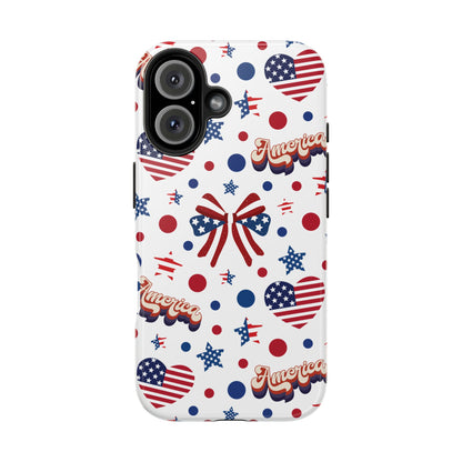 Coque de téléphone robuste America's Sweetheart and Bows pour iPhone et Samsung Galaxy