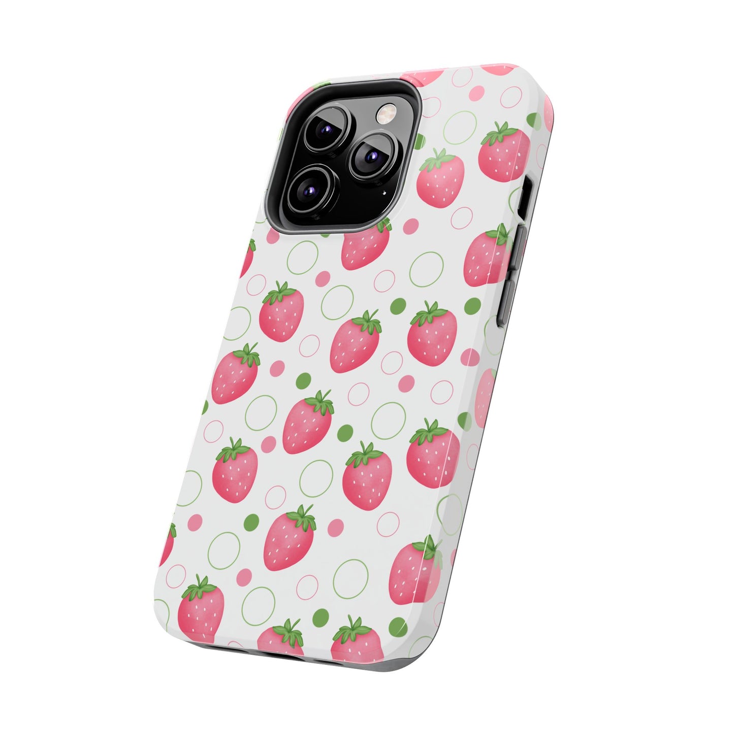 Pink Strawberry Bubbles Tough Phone Case for iPhone and Samsung Galaxy