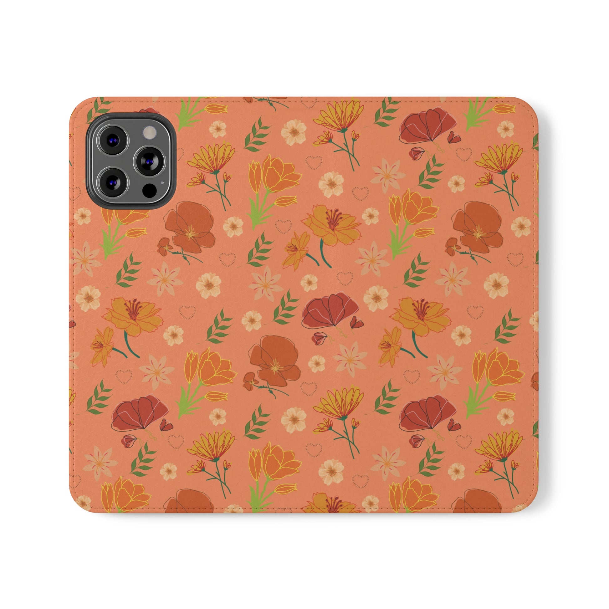 Coral Peach Meadow Flip Phone Case Cover with Pockets - Phone Case - Kristine Celestine