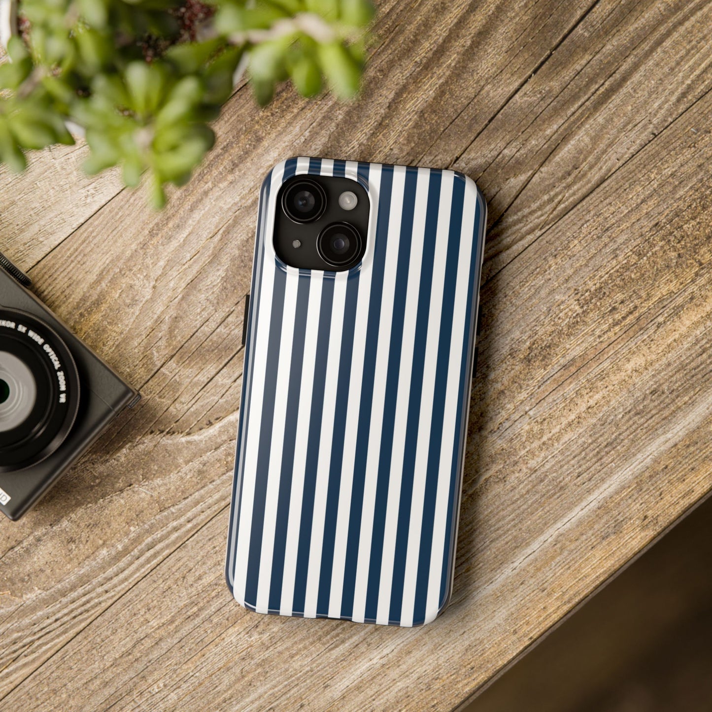 Navy Blue Stripes Tough Phone Case for iPhone and Samsung Galaxy