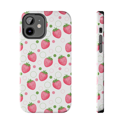 Pink Strawberry Bubbles Tough Phone Case for iPhone and Samsung Galaxy