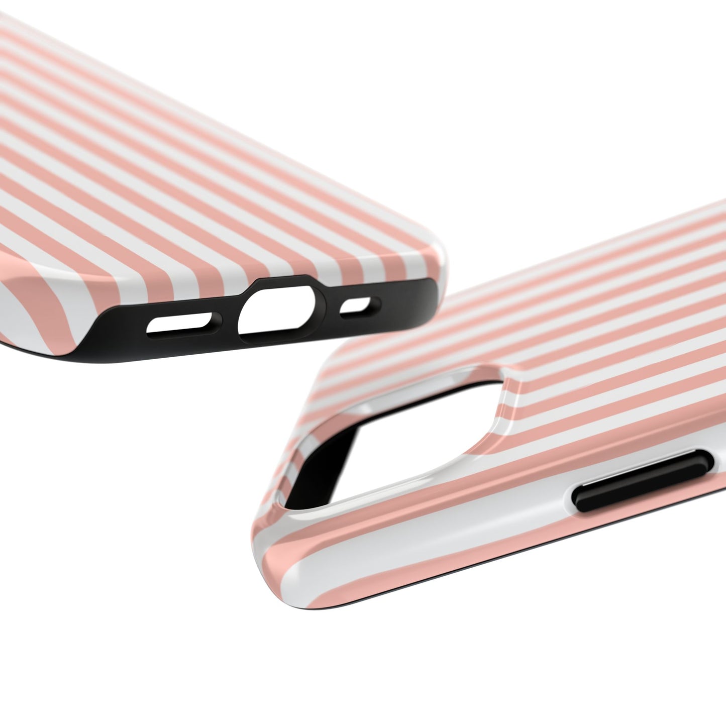 Coral Pink Stripes Tough Phone Case for iPhone and Samsung Galaxy