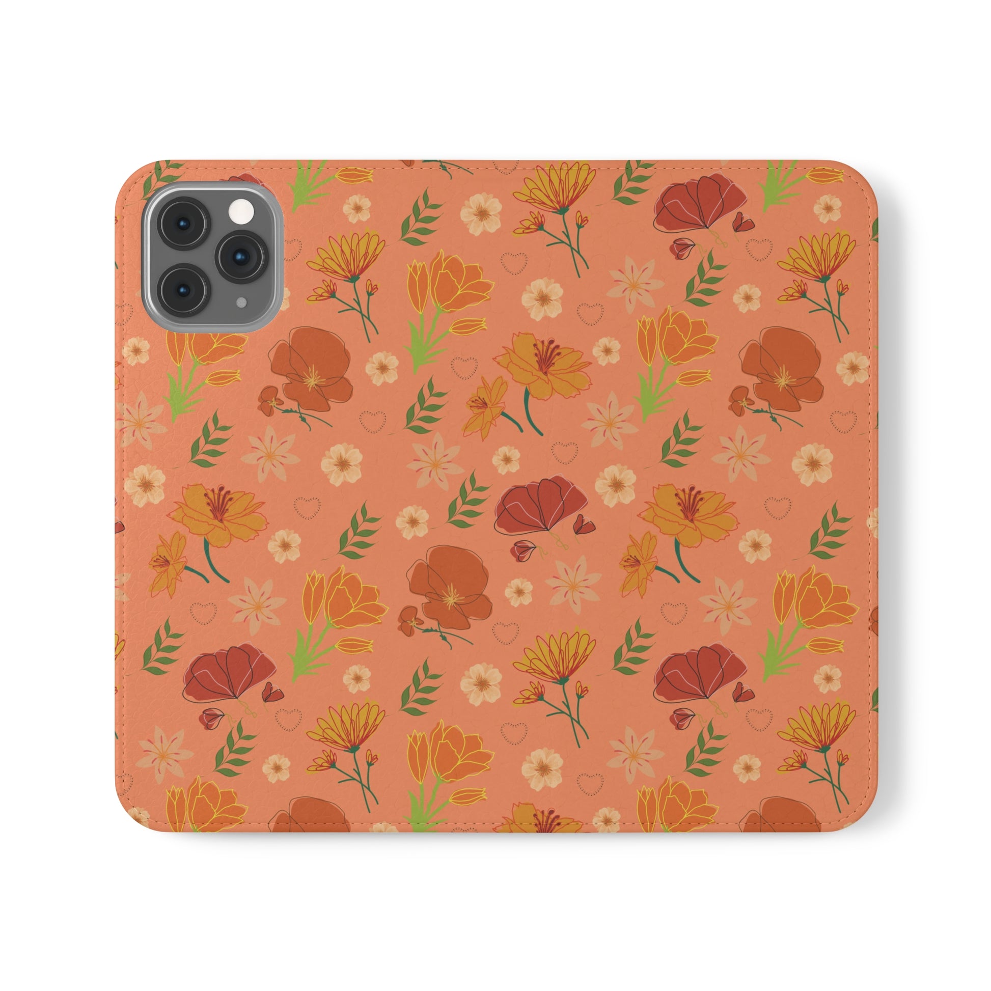 Coral Peach Meadow Flip Phone Case Cover with Pockets - Phone Case - Kristine Celestine