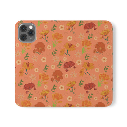 Coral Peach Meadow Flip Phone Case Cover with Pockets - Phone Case - Kristine Celestine