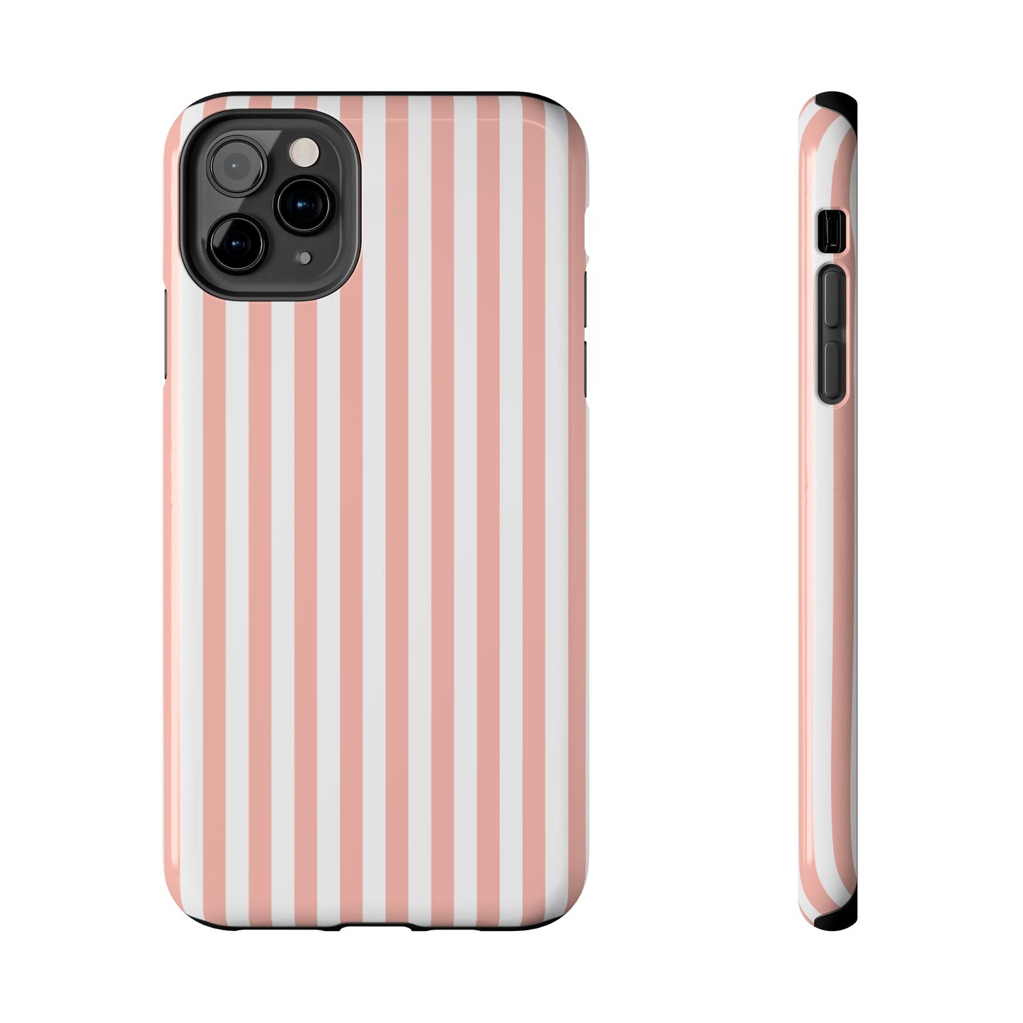 Coral Pink Stripes Tough Phone Case for iPhone and Samsung Galaxy