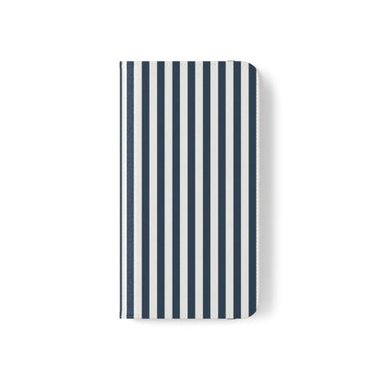 Navy Blue Stripes Flip Phone Case Cover with Pockets