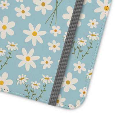 Sky Blue Daisy Flip Phone Case Cover with Pockets - Phone Case - Kristine Celestine