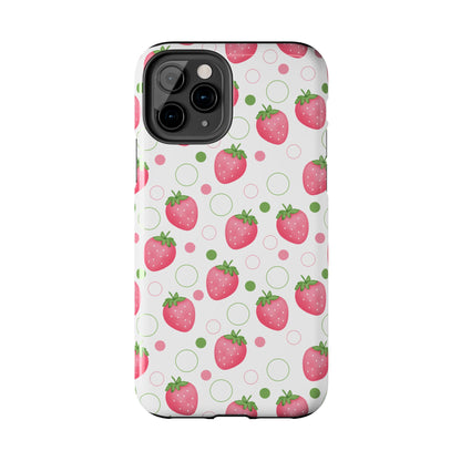 Pink Strawberry Bubbles Tough Phone Case for iPhone and Samsung Galaxy