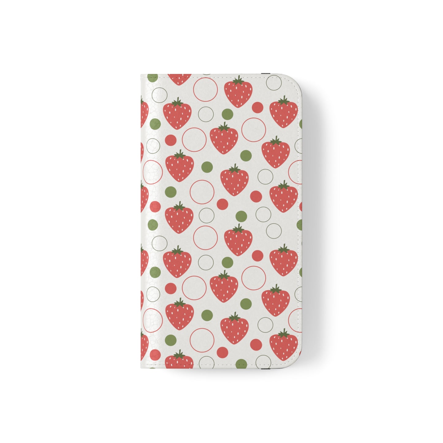 Red Strawberry Bubbles Flip Phone Case Cover with Pockets - Phone Case - Kristine Celestine