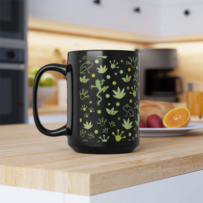 Froggy Black Mug Cool Summer Coffee Mug Tea Cup Spring Ceramic Mug