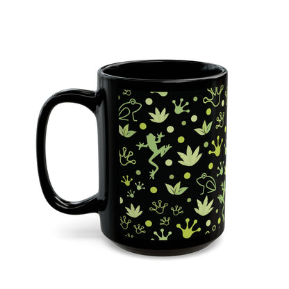 Froggy Black Mug Cool Summer Coffee Mug Tea Cup Spring Ceramic Mug